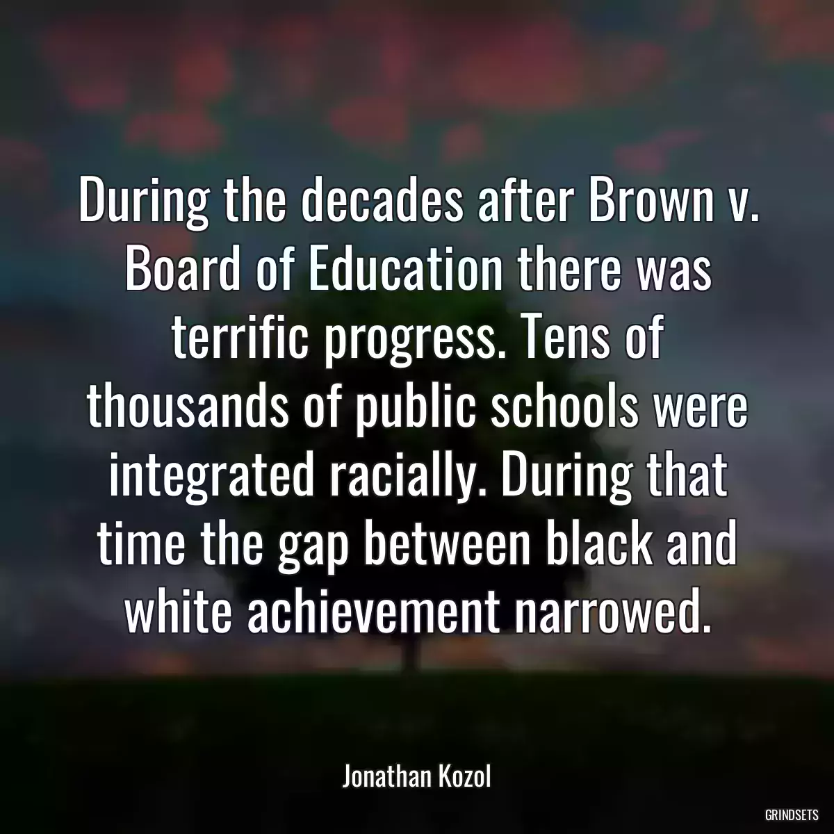 During the decades after Brown v. Board of Education there was terrific progress. Tens of thousands of public schools were integrated racially. During that time the gap between black and white achievement narrowed.