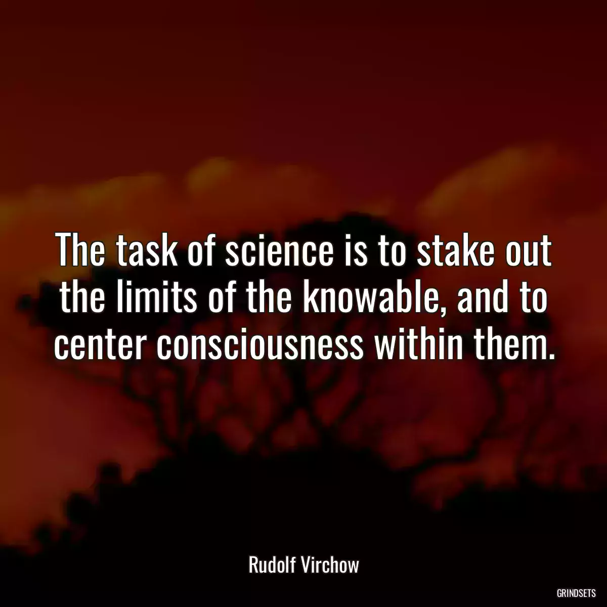 The task of science is to stake out the limits of the knowable, and to center consciousness within them.