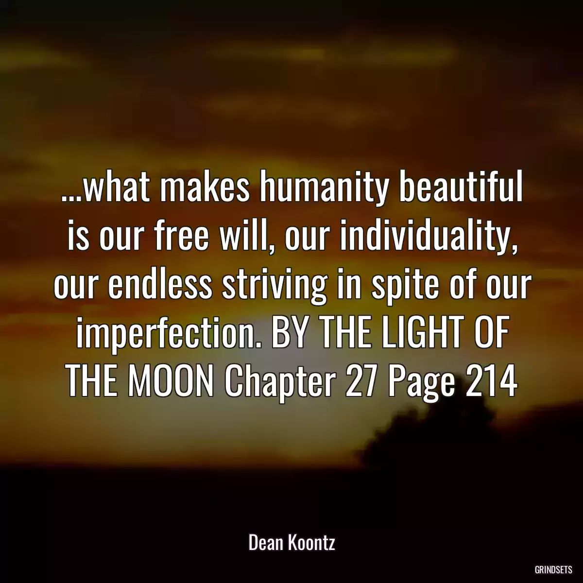 ...what makes humanity beautiful is our free will, our individuality, our endless striving in spite of our imperfection. BY THE LIGHT OF THE MOON Chapter 27 Page 214