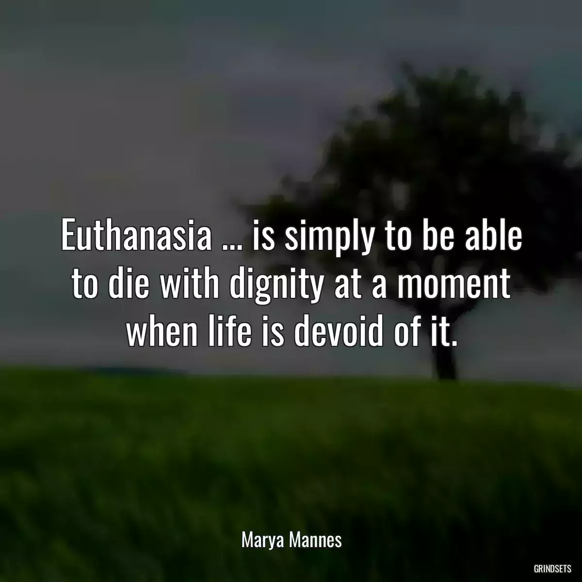 Euthanasia ... is simply to be able to die with dignity at a moment when life is devoid of it.