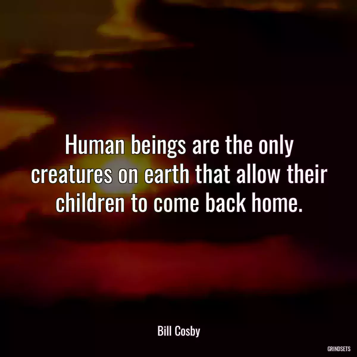 Human beings are the only creatures on earth that allow their children to come back home.