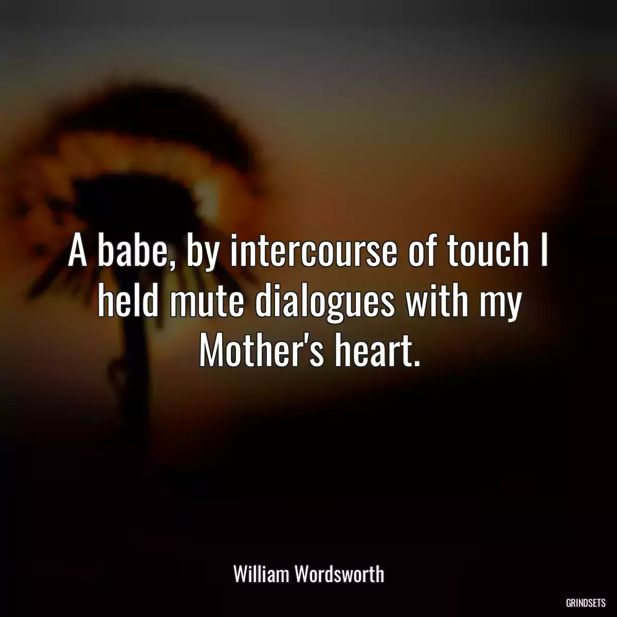 A babe, by intercourse of touch I held mute dialogues with my Mother\'s heart.