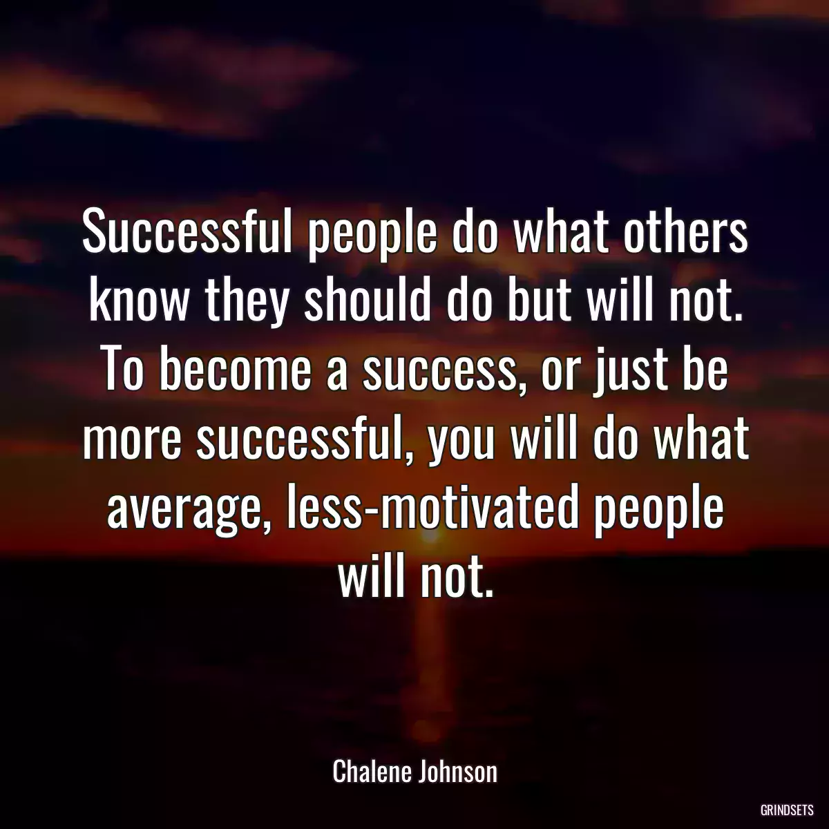 Successful people do what others know they should do but will not. To become a success, or just be more successful, you will do what average, less-motivated people will not.