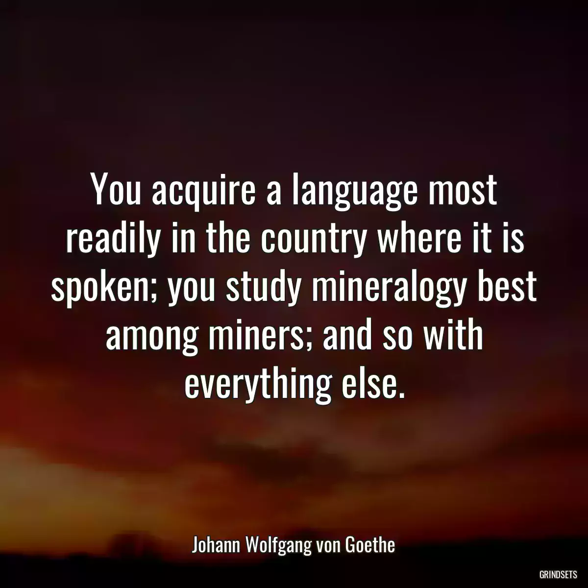 You acquire a language most readily in the country where it is spoken; you study mineralogy best among miners; and so with everything else.