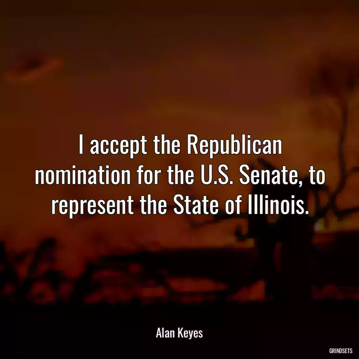 I accept the Republican nomination for the U.S. Senate, to represent the State of Illinois.