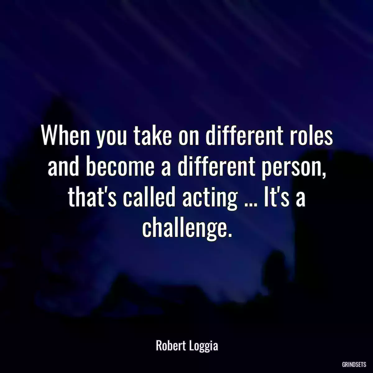 When you take on different roles and become a different person, that\'s called acting ... It\'s a challenge.