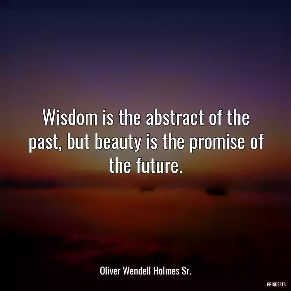 Wisdom is the abstract of the past, but beauty is the promise of the future.