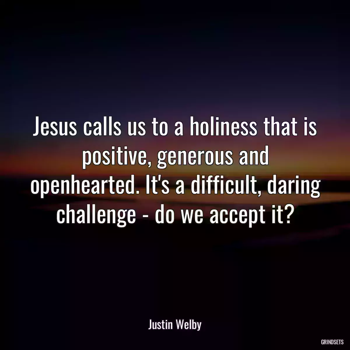 Jesus calls us to a holiness that is positive, generous and openhearted. It\'s a difficult, daring challenge - do we accept it?