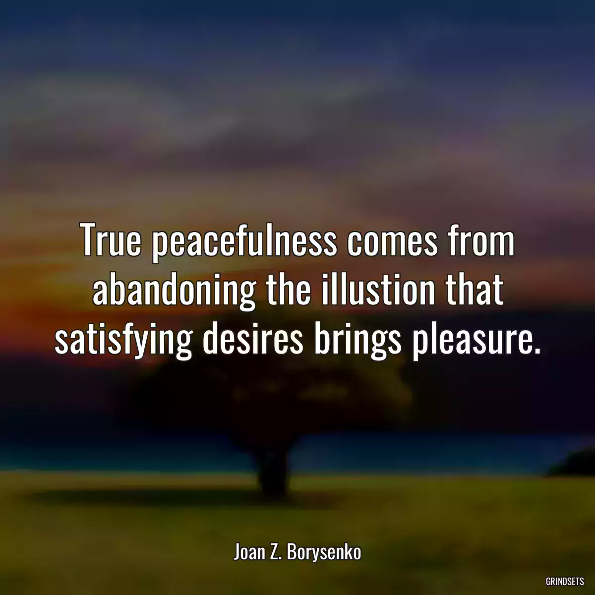 True peacefulness comes from abandoning the illustion that satisfying desires brings pleasure.