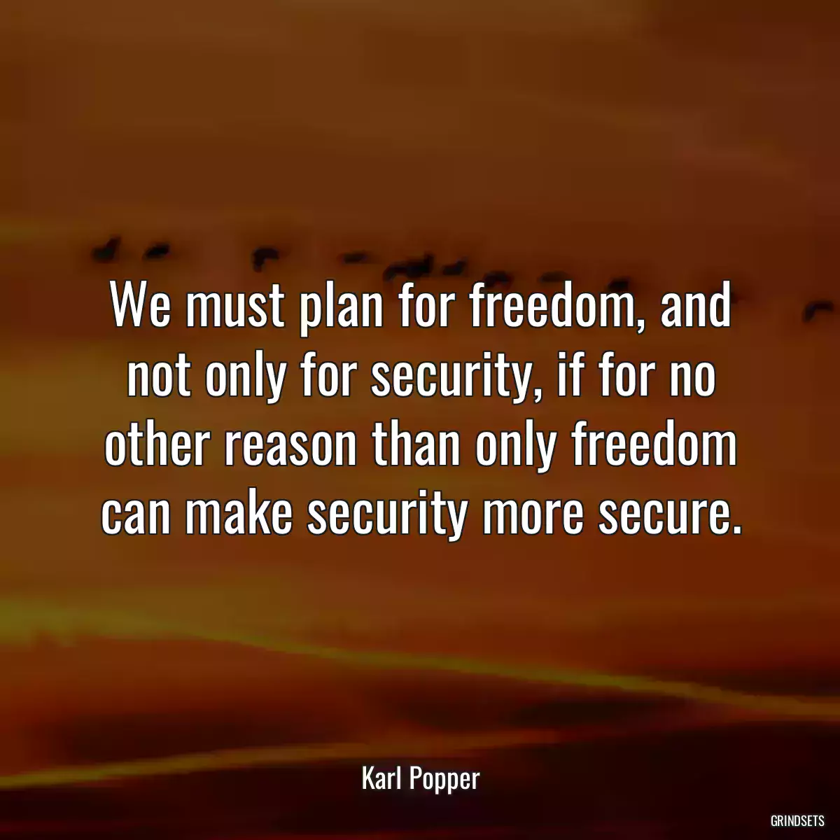 We must plan for freedom, and not only for security, if for no other reason than only freedom can make security more secure.