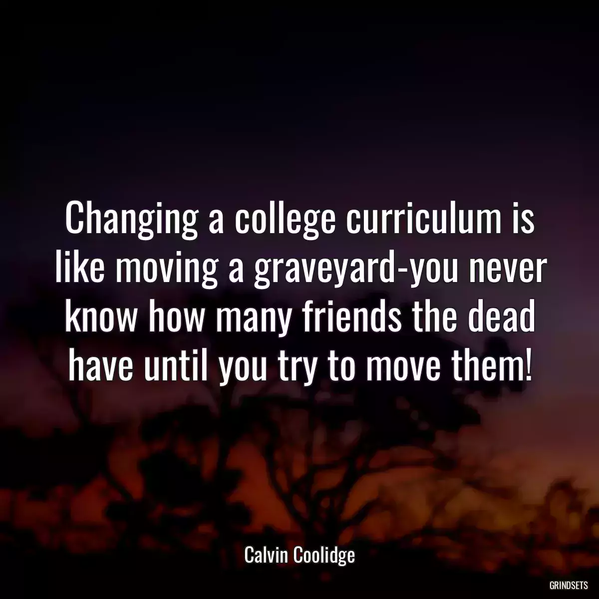 Changing a college curriculum is like moving a graveyard-you never know how many friends the dead have until you try to move them!