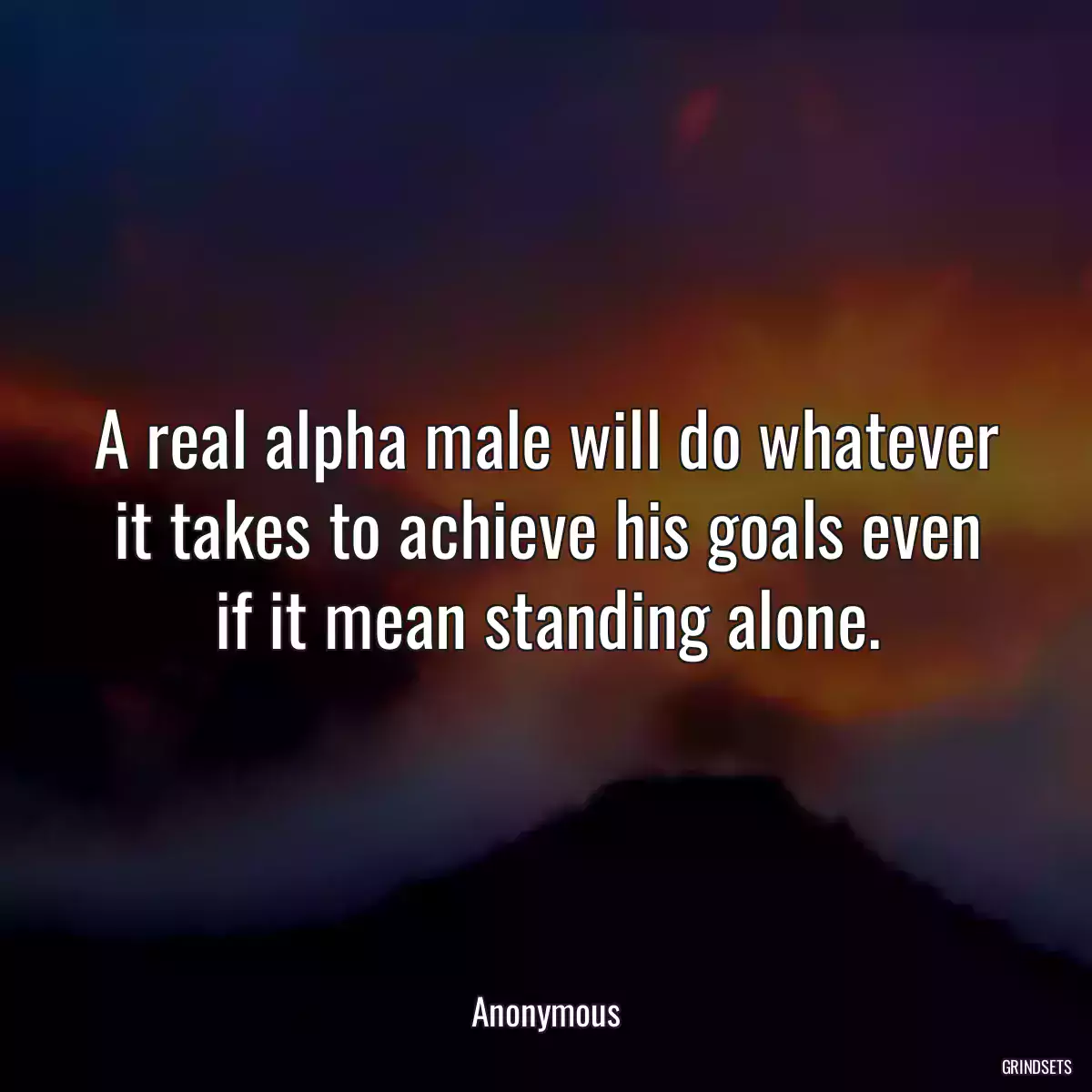 A real alpha male will do whatever it takes to achieve his goals even if it mean standing alone.