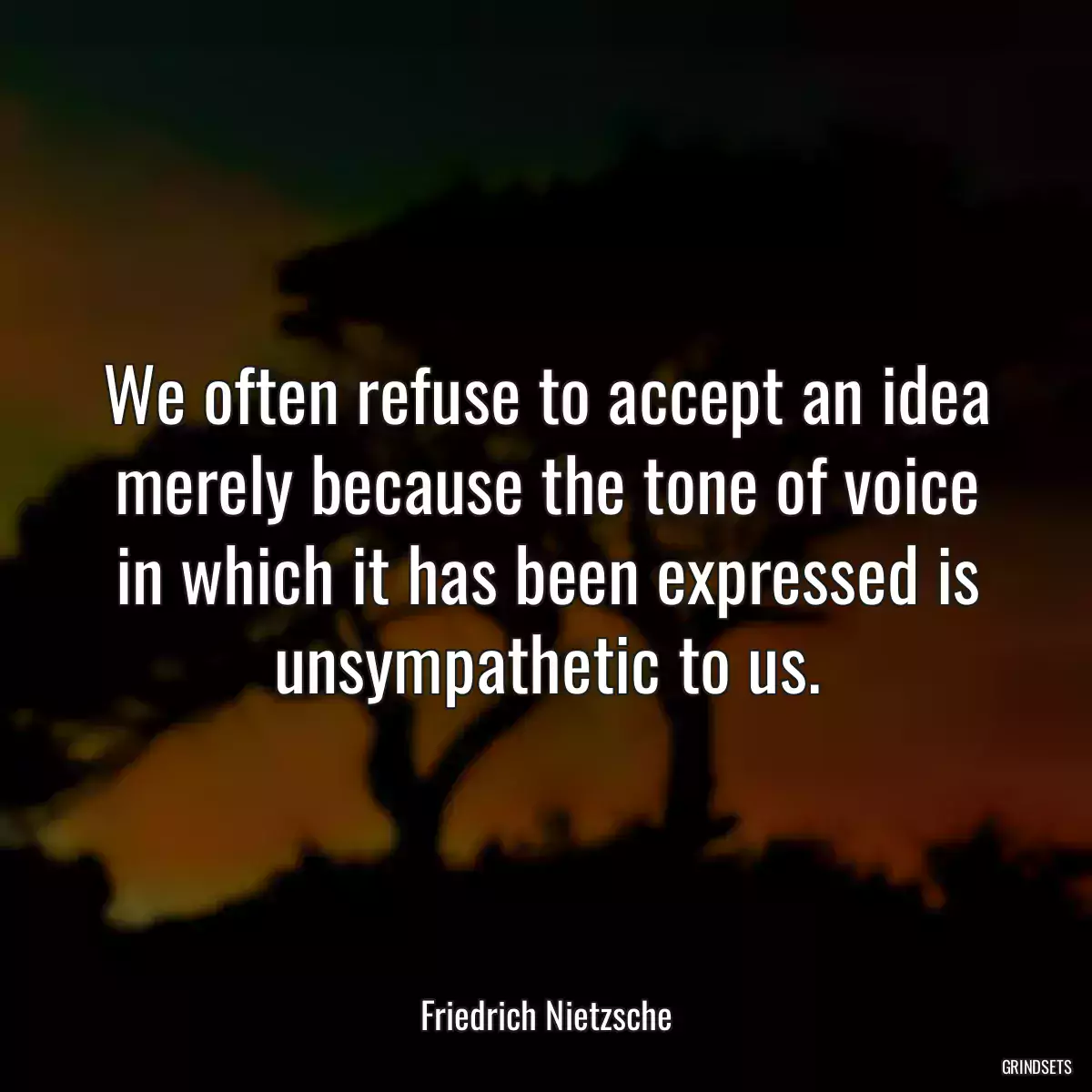 We often refuse to accept an idea merely because the tone of voice in which it has been expressed is unsympathetic to us.