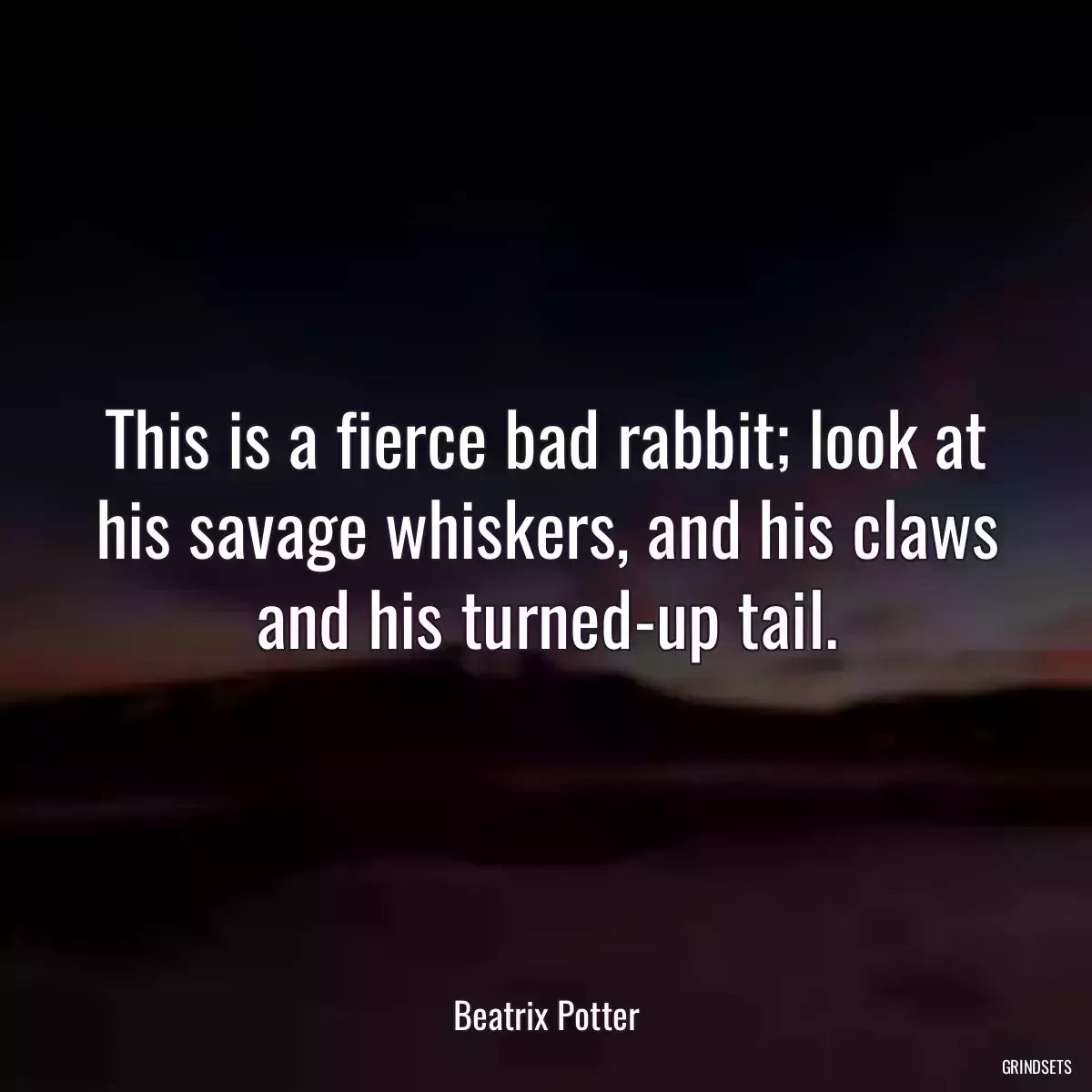 This is a fierce bad rabbit; look at his savage whiskers, and his claws and his turned-up tail.