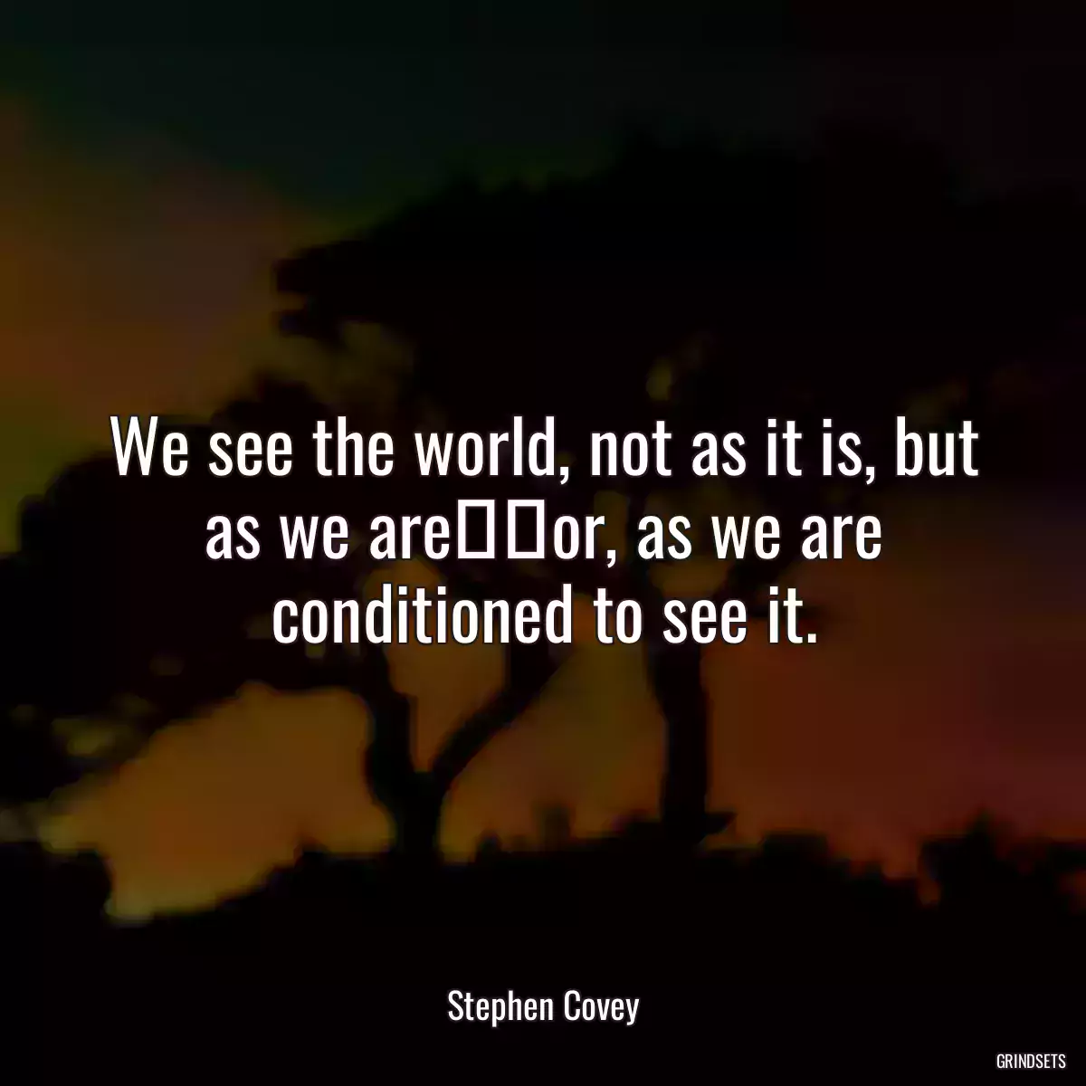 We see the world, not as it is, but as we are──or, as we are conditioned to see it.