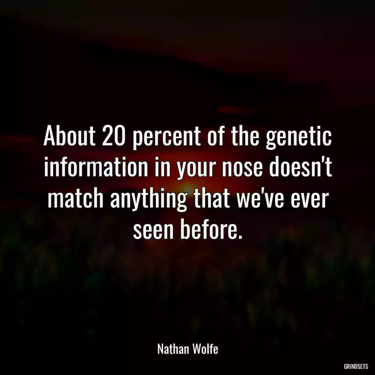 About 20 percent of the genetic information in your nose doesn\'t match anything that we\'ve ever seen before.