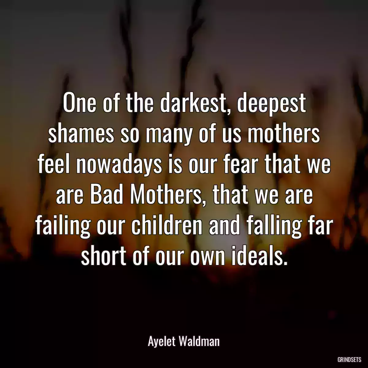 One of the darkest, deepest shames so many of us mothers feel nowadays is our fear that we are Bad Mothers, that we are failing our children and falling far short of our own ideals.