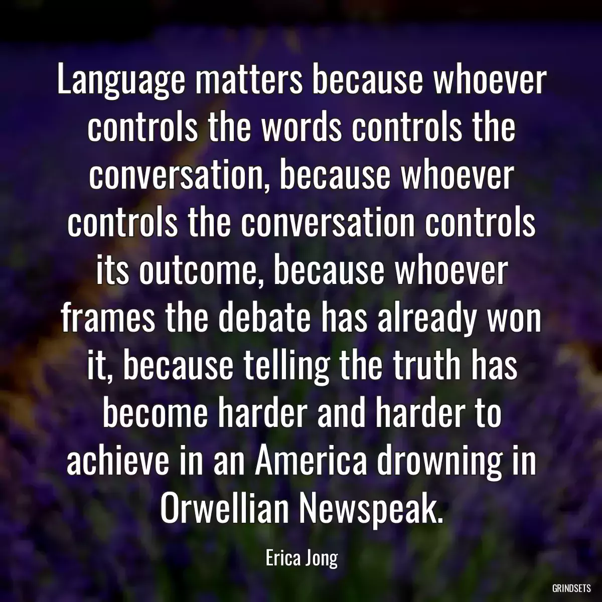 Language matters because whoever controls the words controls the conversation, because whoever controls the conversation controls its outcome, because whoever frames the debate has already won it, because telling the truth has become harder and harder to achieve in an America drowning in Orwellian Newspeak.