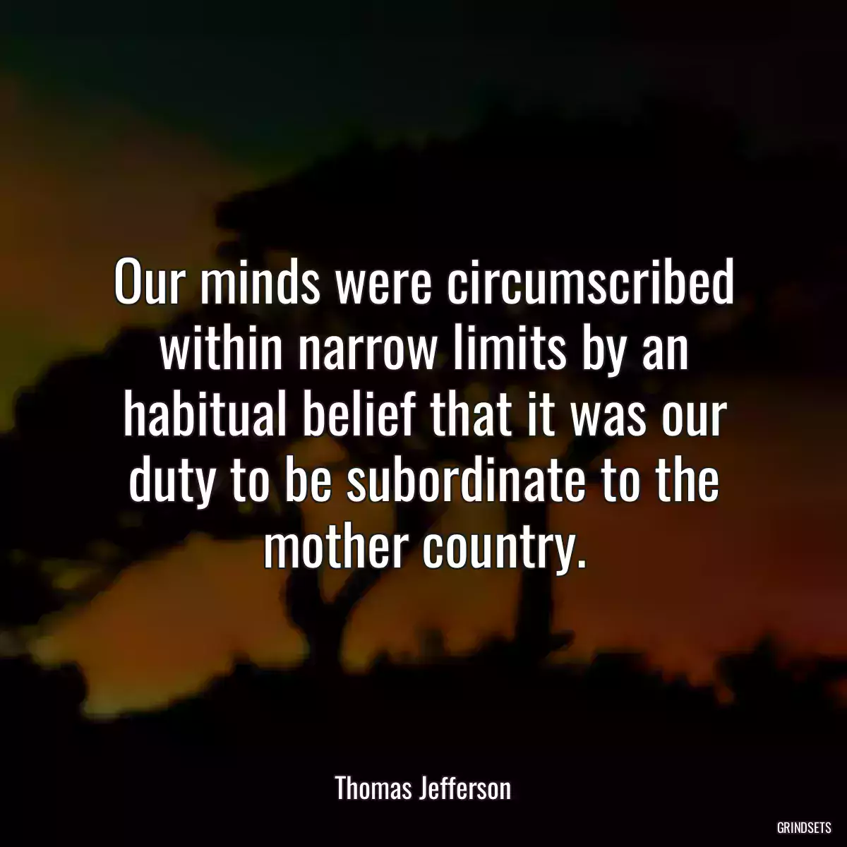 Our minds were circumscribed within narrow limits by an habitual belief that it was our duty to be subordinate to the mother country.
