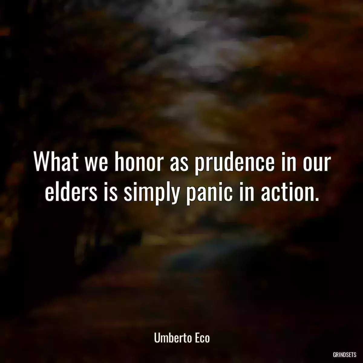 What we honor as prudence in our elders is simply panic in action.