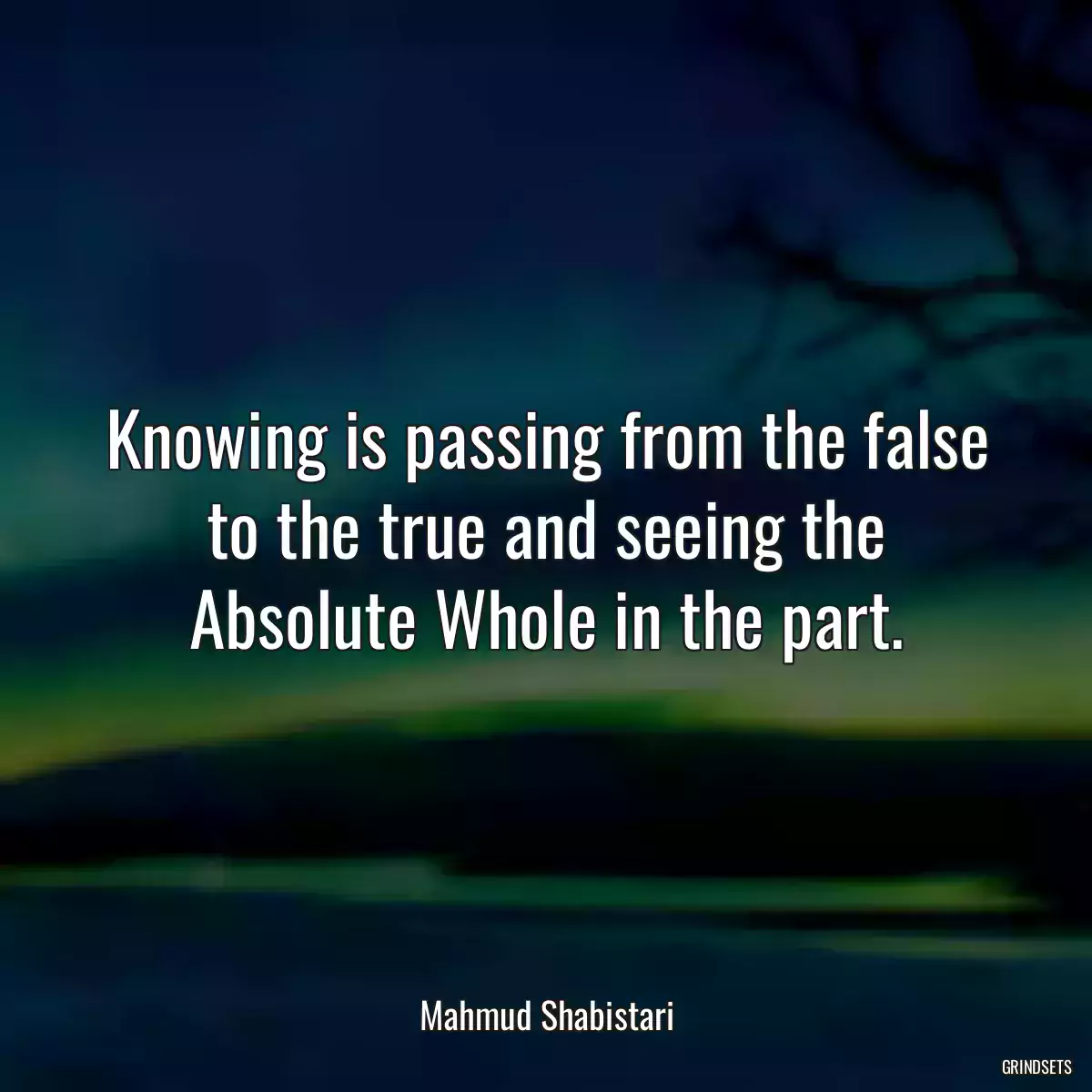 Knowing is passing from the false to the true and seeing the Absolute Whole in the part.