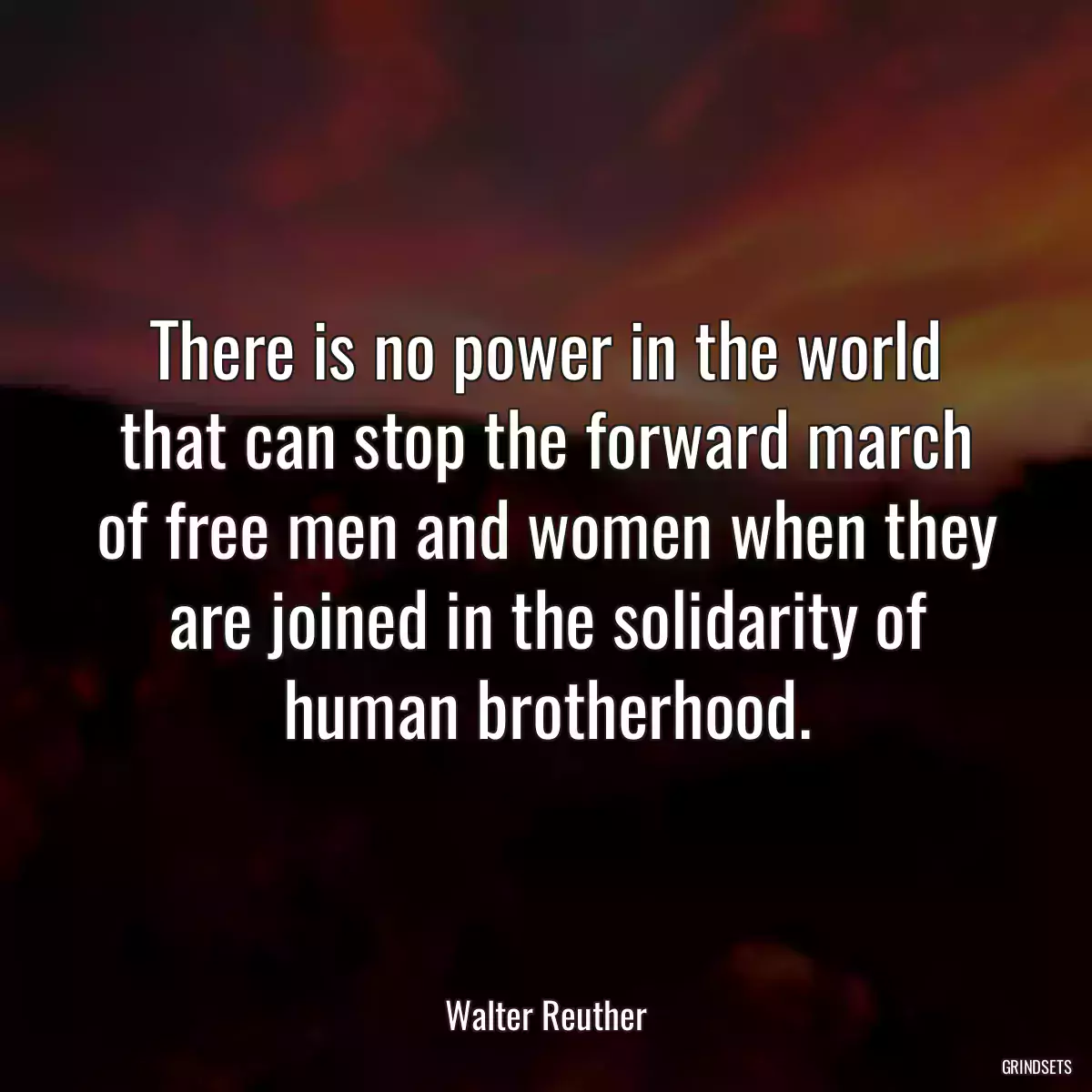 There is no power in the world that can stop the forward march of free men and women when they are joined in the solidarity of human brotherhood.