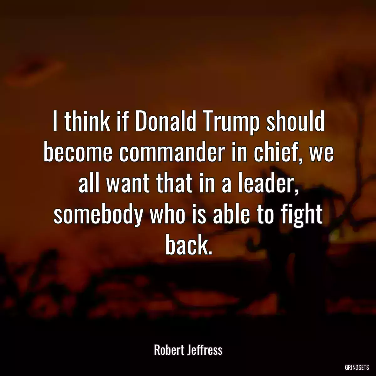 I think if Donald Trump should become commander in chief, we all want that in a leader, somebody who is able to fight back.