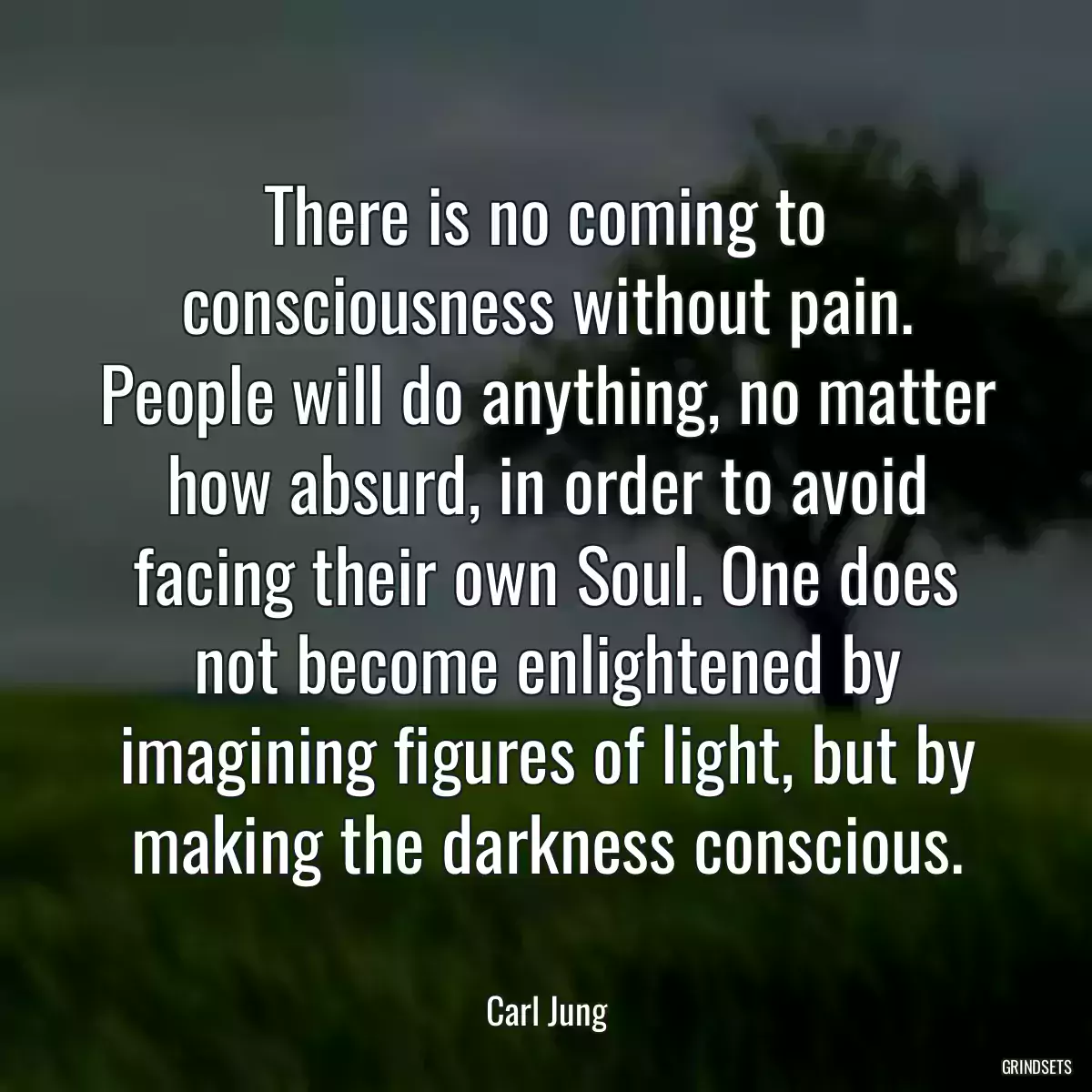 There is no coming to consciousness without pain. People will do anything, no matter how absurd, in order to avoid facing their own Soul. One does not become enlightened by imagining figures of light, but by making the darkness conscious.