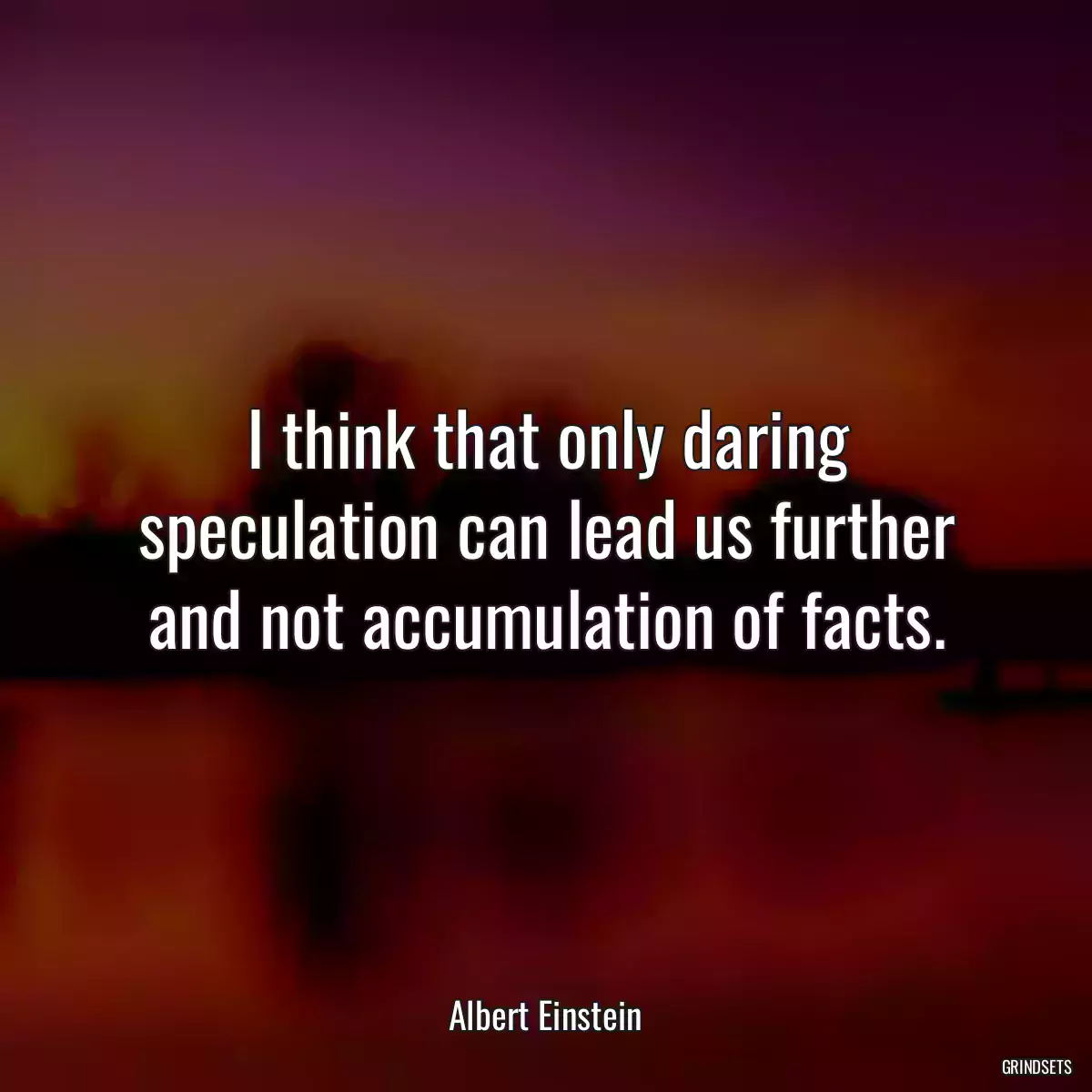 I think that only daring speculation can lead us further and not accumulation of facts.