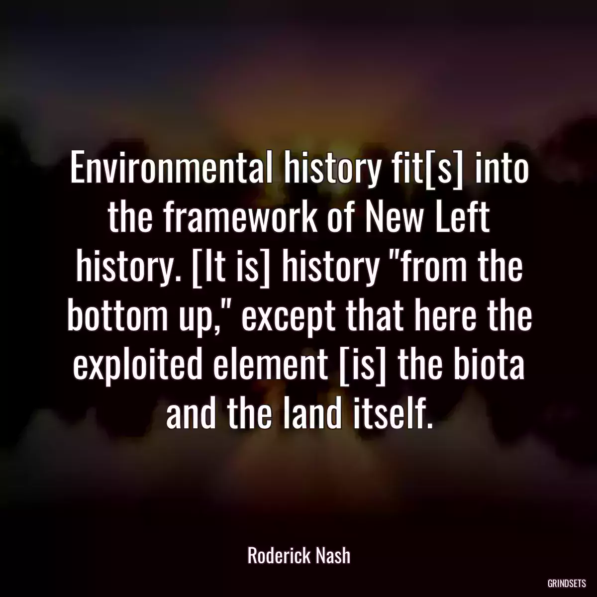 Environmental history fit[s] into the framework of New Left history. [It is] history \