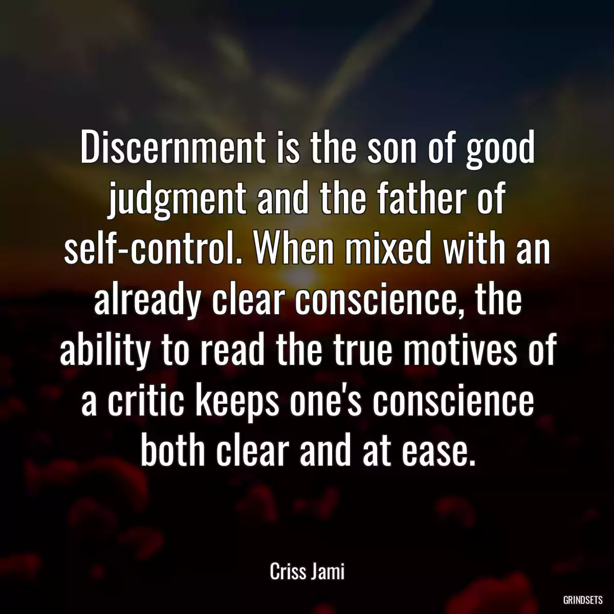 Discernment is the son of good judgment and the father of self-control. When mixed with an already clear conscience, the ability to read the true motives of a critic keeps one\'s conscience both clear and at ease.