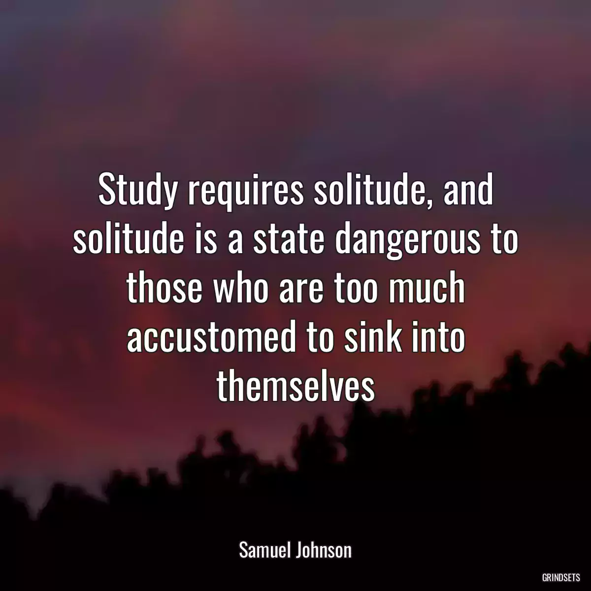 Study requires solitude, and solitude is a state dangerous to those who are too much accustomed to sink into themselves