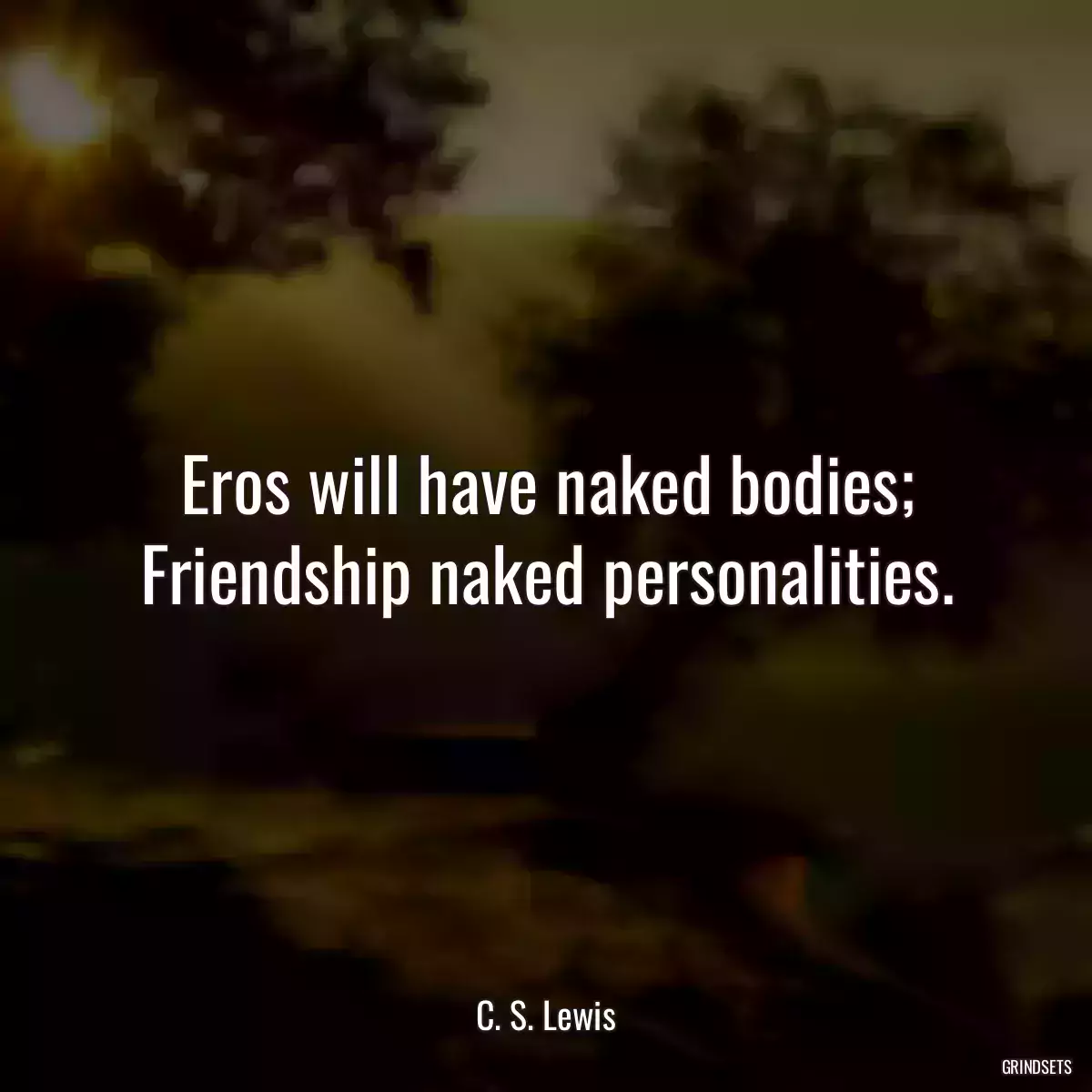 Eros will have naked bodies; Friendship naked personalities.