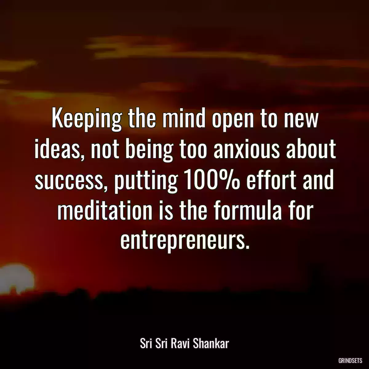 Keeping the mind open to new ideas, not being too anxious about success, putting 100% effort and meditation is the formula for entrepreneurs.