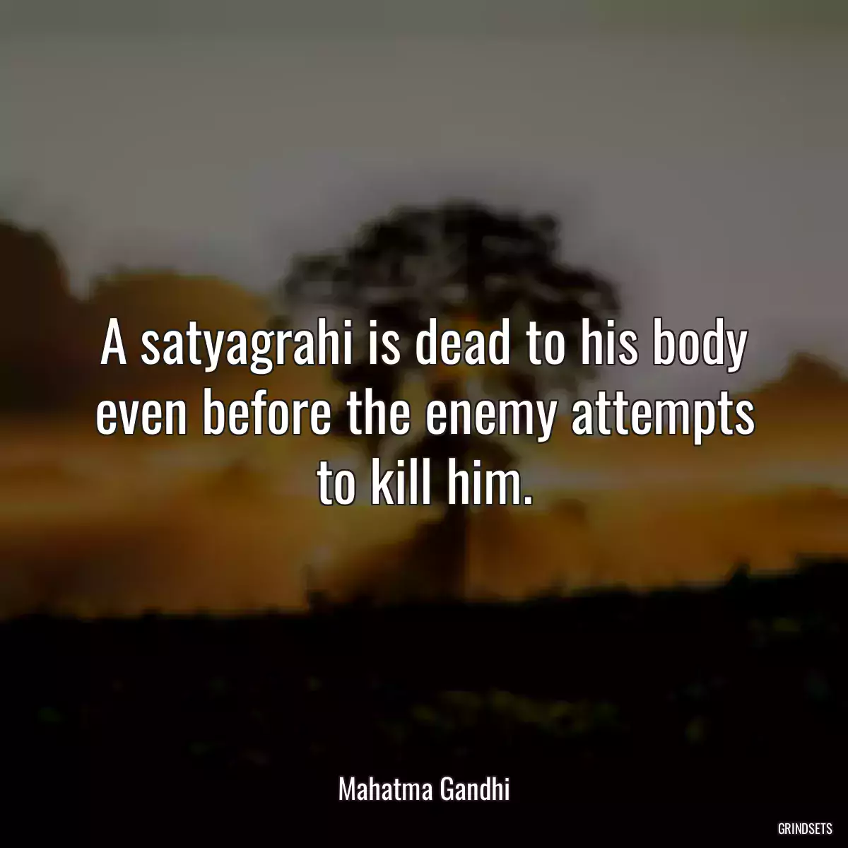 A satyagrahi is dead to his body even before the enemy attempts to kill him.