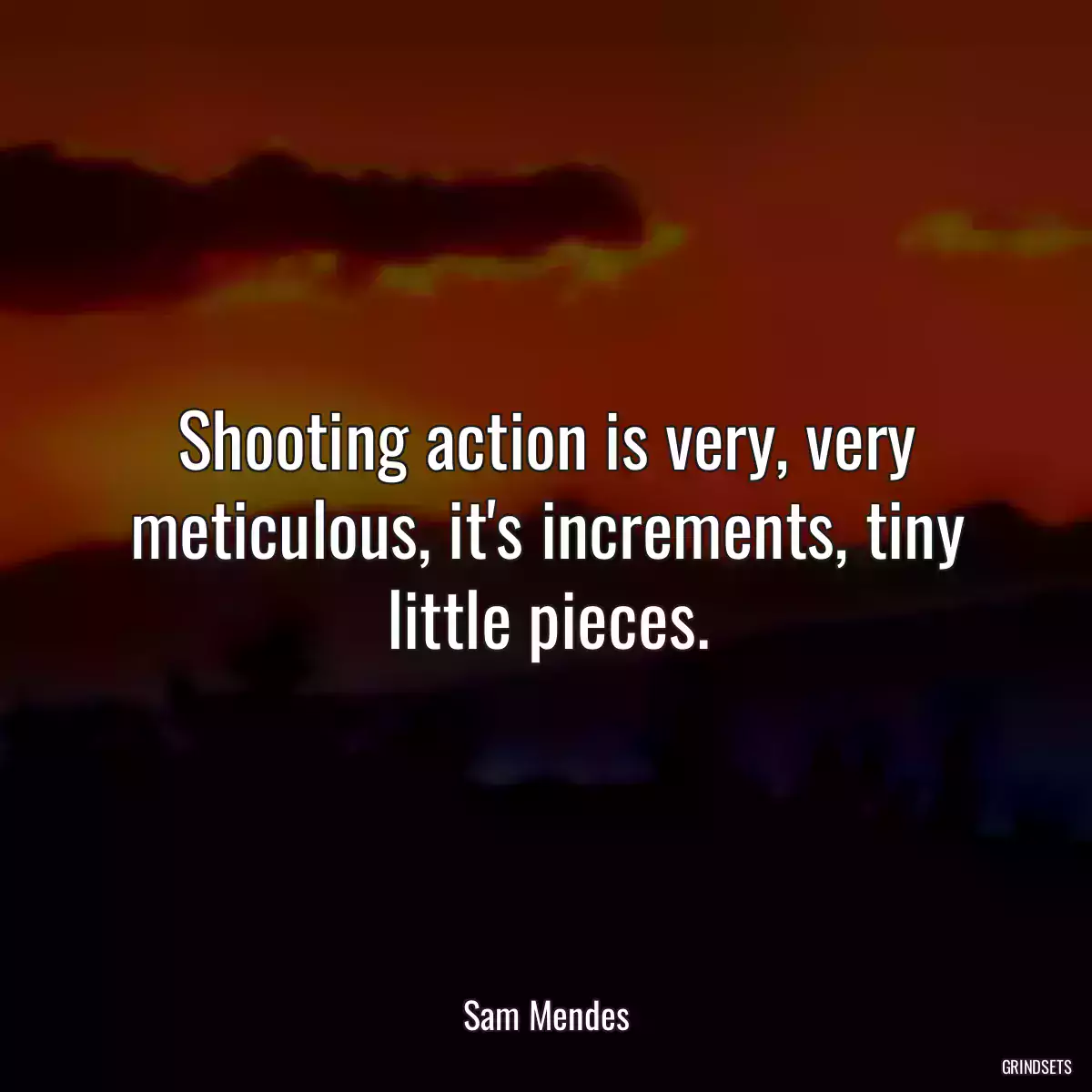 Shooting action is very, very meticulous, it\'s increments, tiny little pieces.