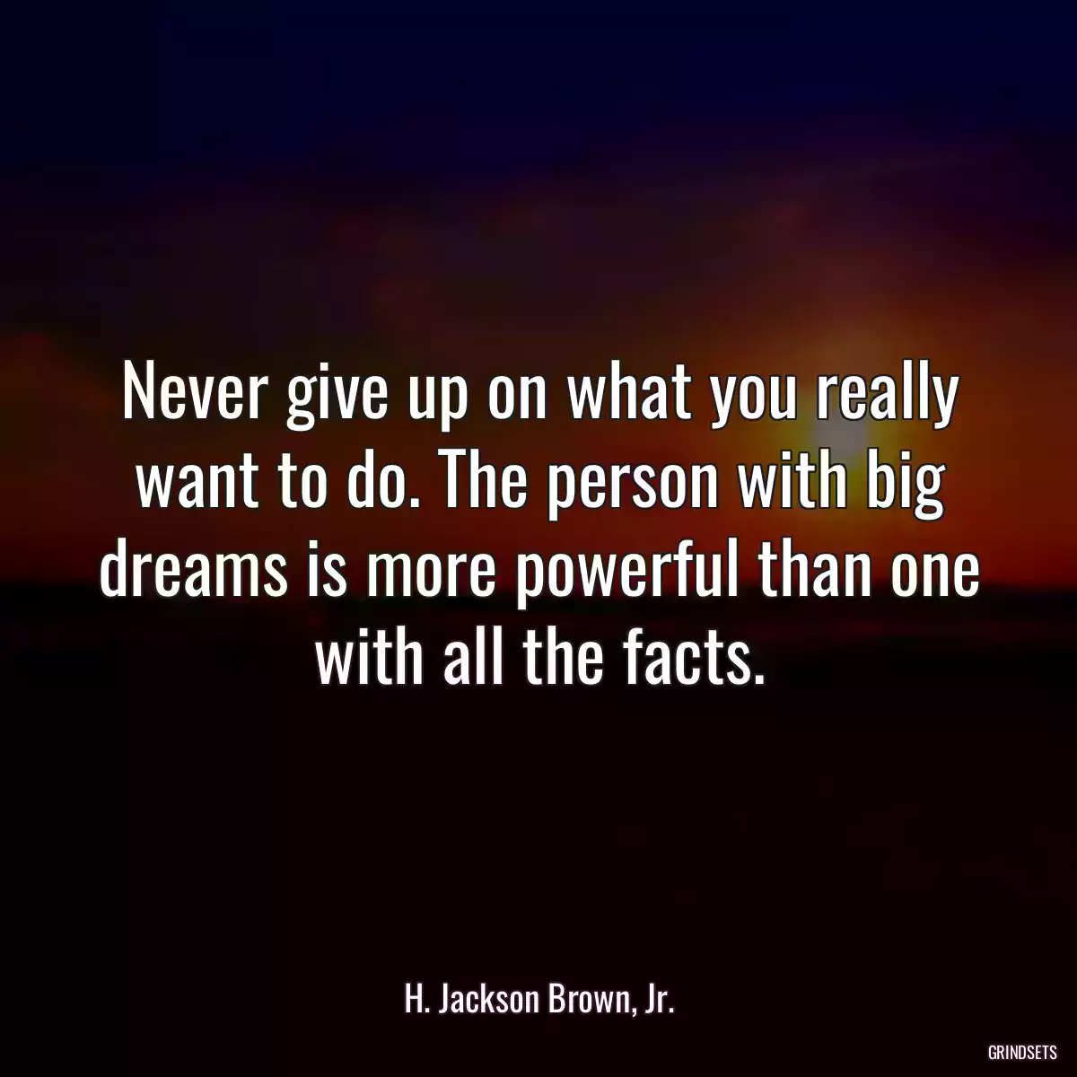 Never give up on what you really want to do. The person with big dreams is more powerful than one with all the facts.