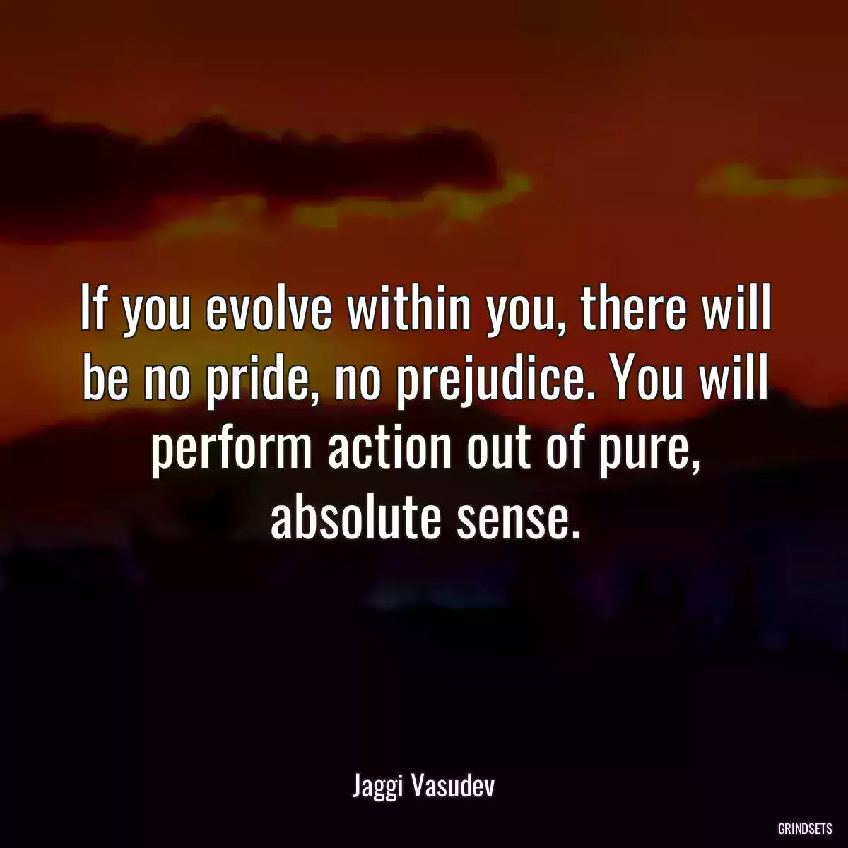 If you evolve within you, there will be no pride, no prejudice. You will perform action out of pure, absolute sense.