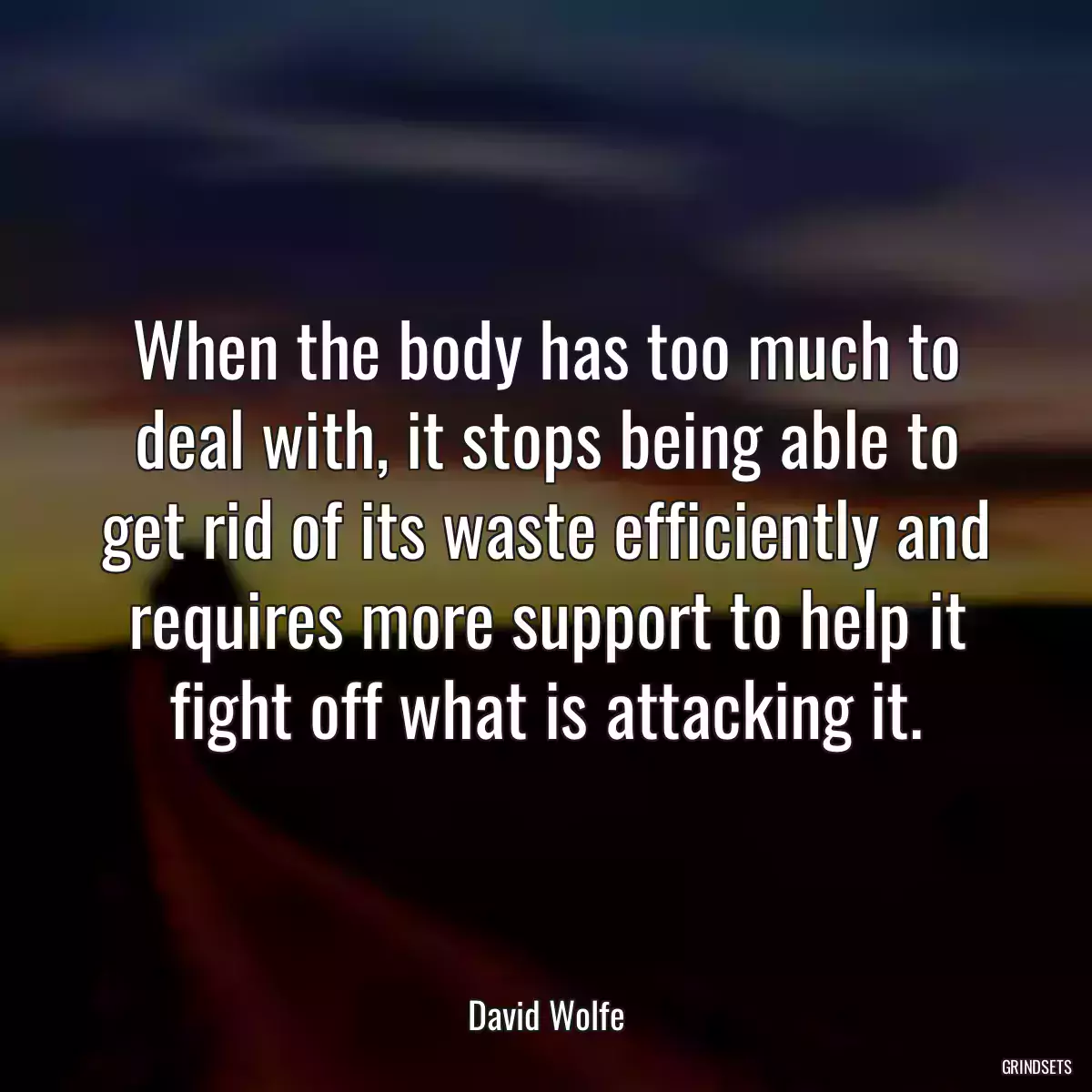 When the body has too much to deal with, it stops being able to get rid of its waste efficiently and requires more support to help it fight off what is attacking it.