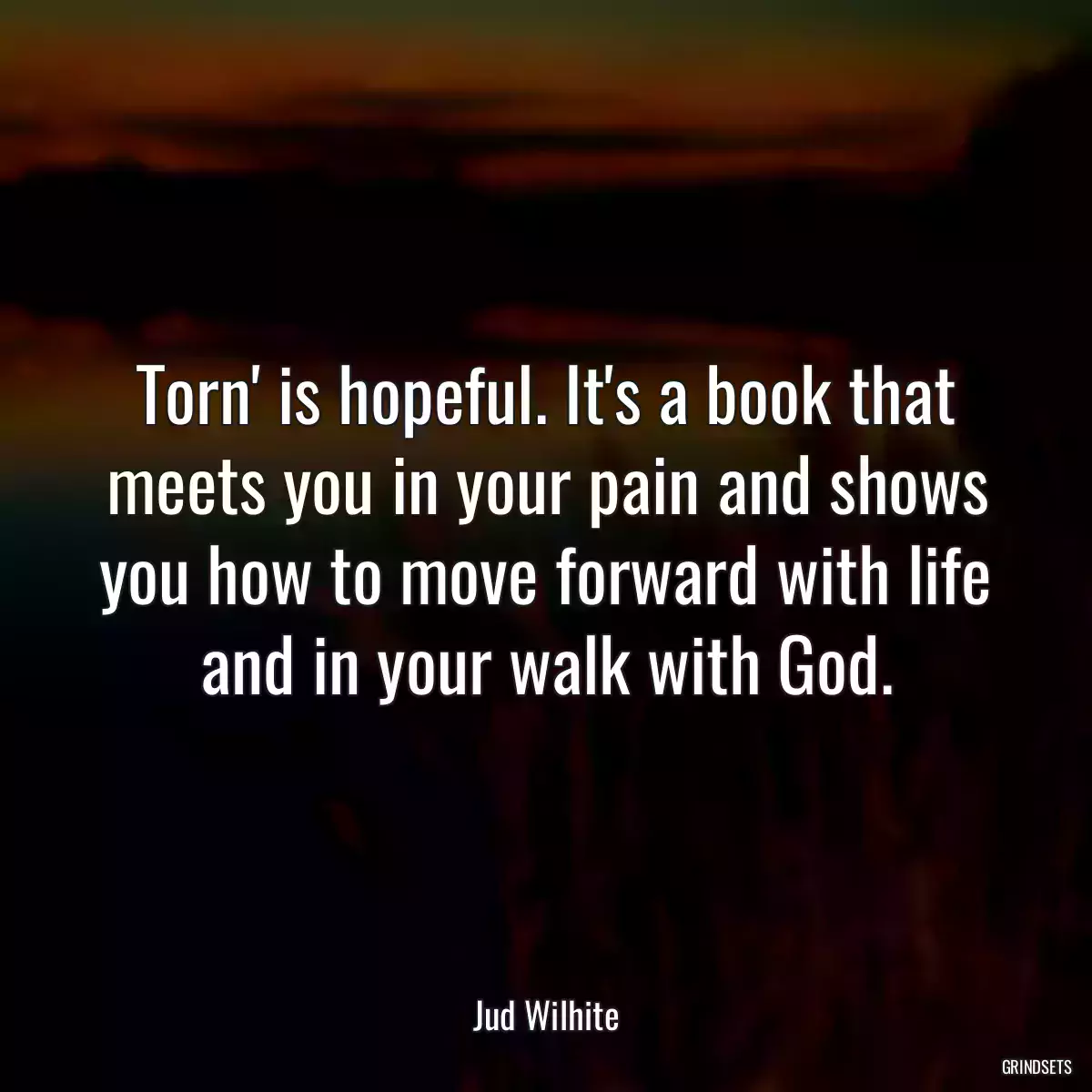 Torn\' is hopeful. It\'s a book that meets you in your pain and shows you how to move forward with life and in your walk with God.