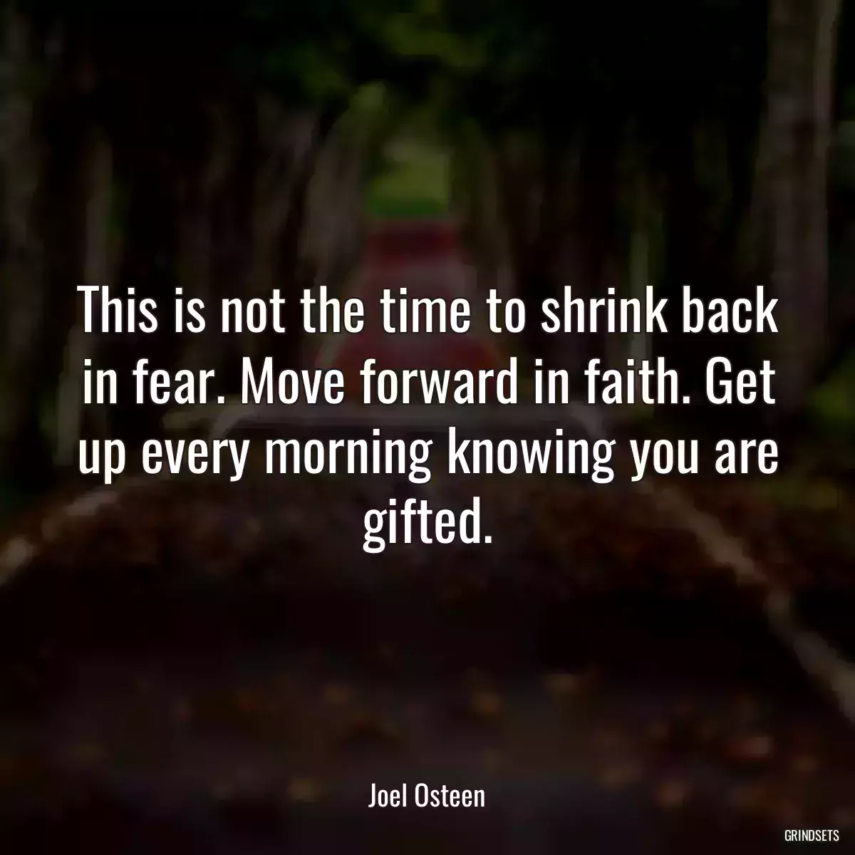 This is not the time to shrink back in fear. Move forward in faith. Get up every morning knowing you are gifted.