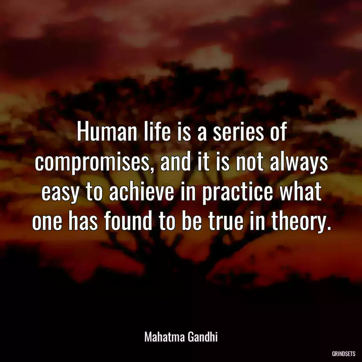 Human life is a series of compromises, and it is not always easy to achieve in practice what one has found to be true in theory.