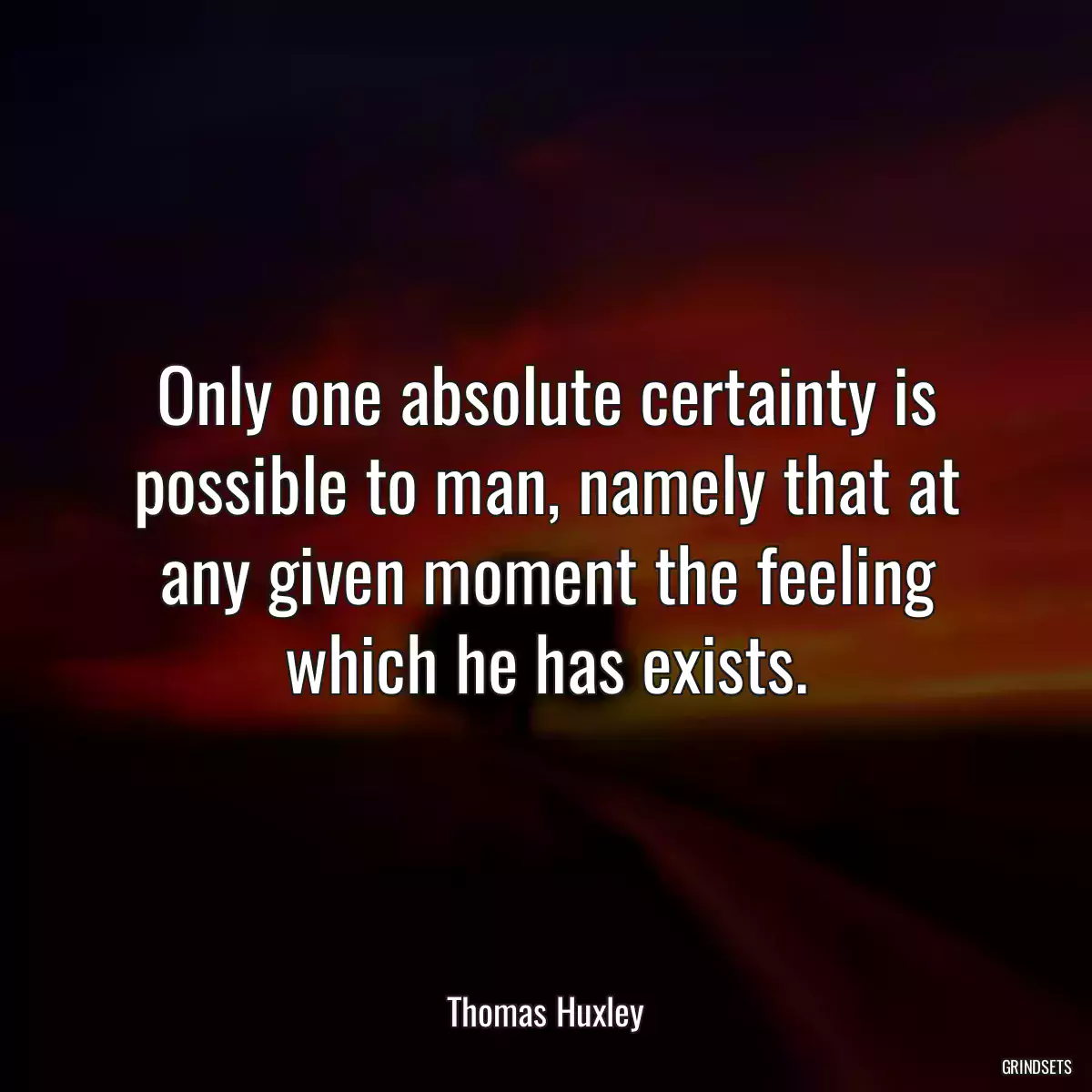 Only one absolute certainty is possible to man, namely that at any given moment the feeling which he has exists.