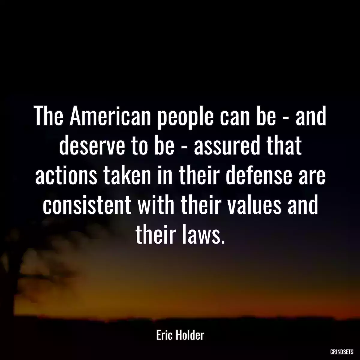 The American people can be - and deserve to be - assured that actions taken in their defense are consistent with their values and their laws.