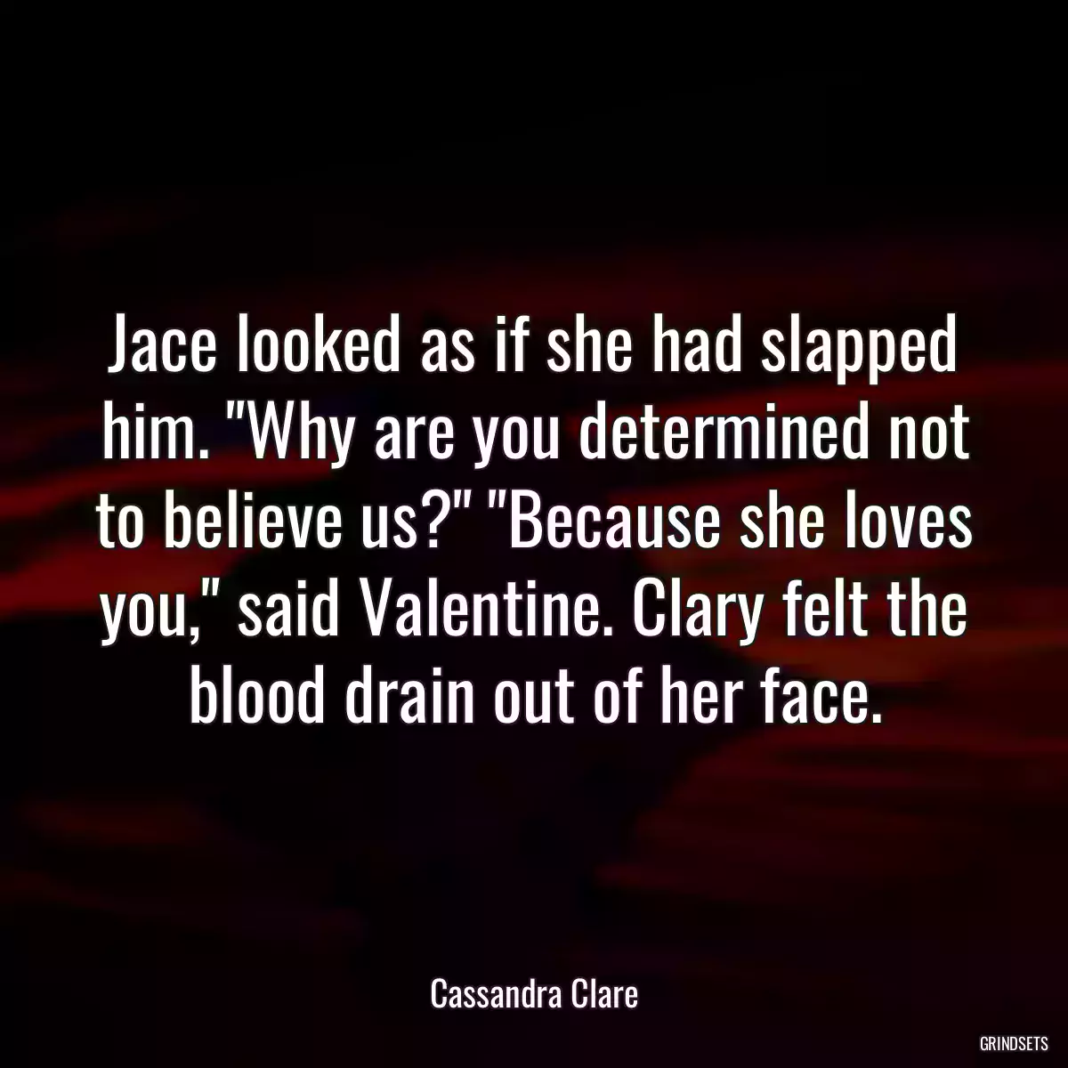 Jace looked as if she had slapped him. \