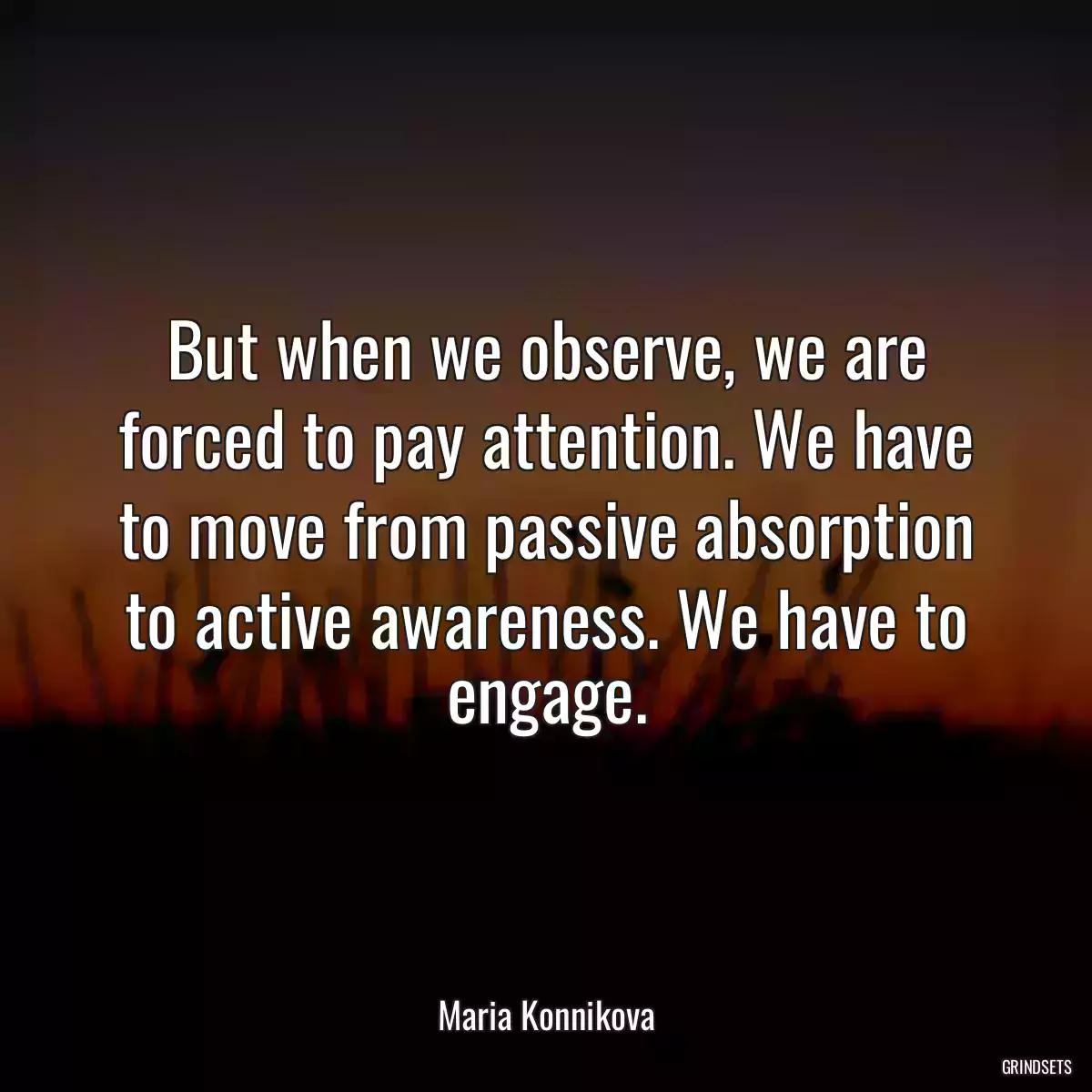 But when we observe, we are forced to pay attention. We have to move from passive absorption to active awareness. We have to engage.