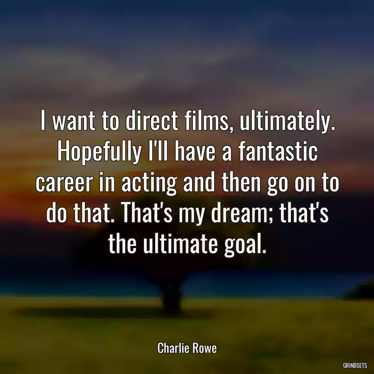 I want to direct films, ultimately. Hopefully I\'ll have a fantastic career in acting and then go on to do that. That\'s my dream; that\'s the ultimate goal.