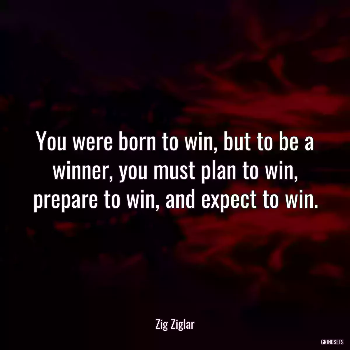 You were born to win, but to be a winner, you must plan to win, prepare to win, and expect to win.