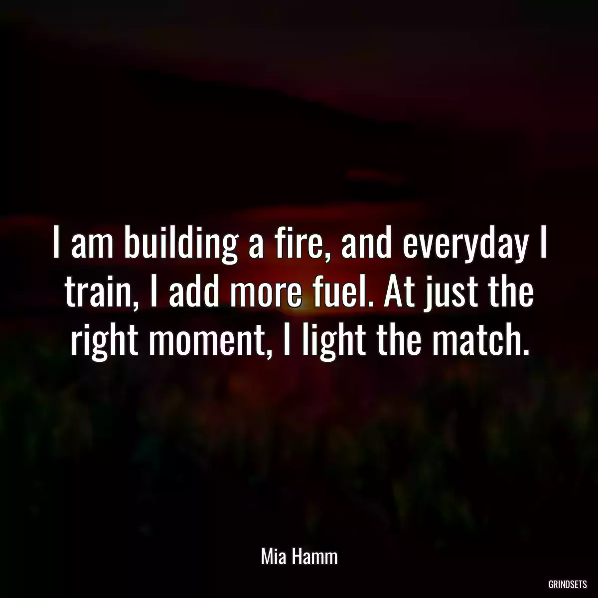 I am building a fire, and everyday I train, I add more fuel. At just the right moment, I light the match.