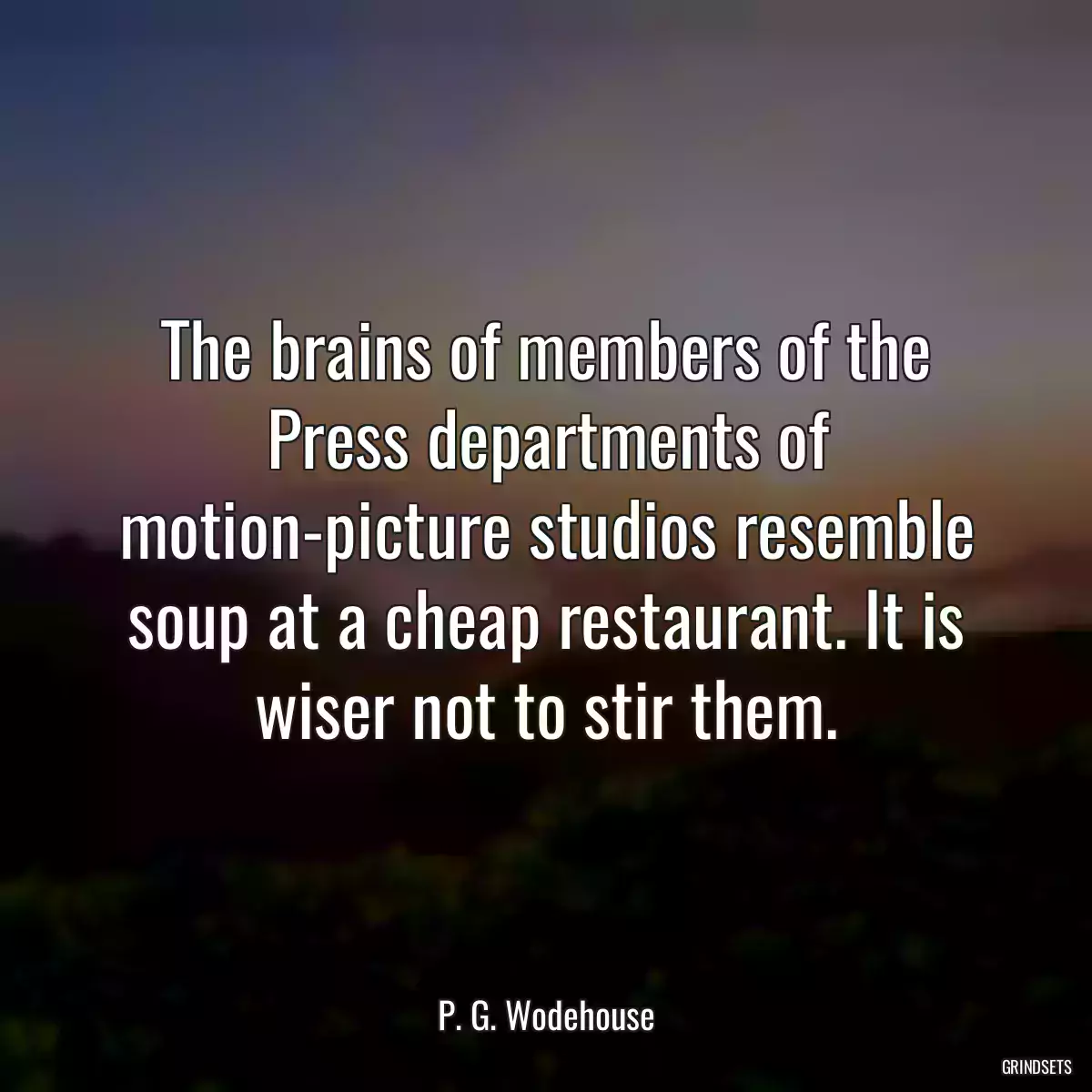 The brains of members of the Press departments of motion-picture studios resemble soup at a cheap restaurant. It is wiser not to stir them.